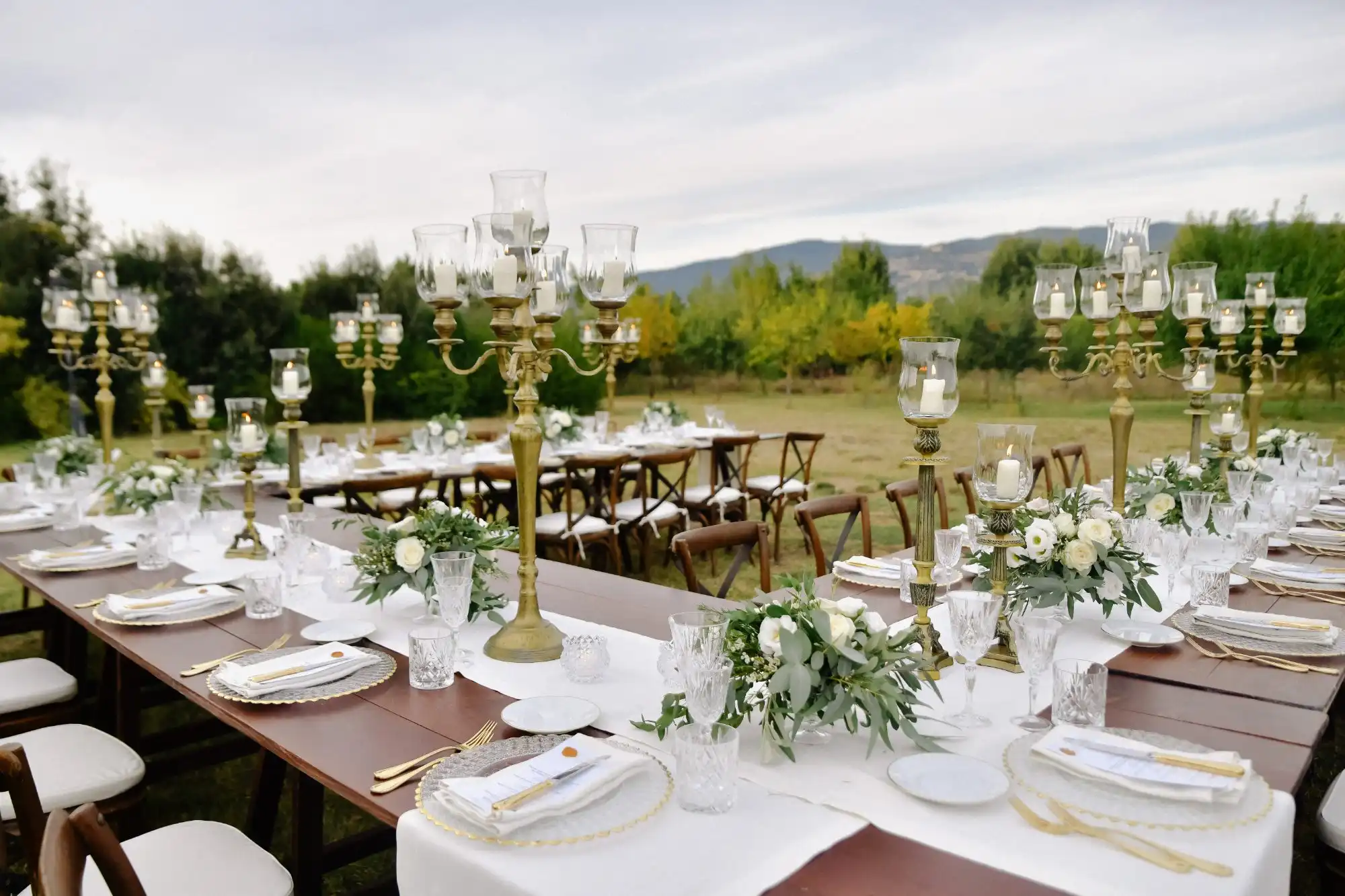 Garden wedding reception table planned by Halcyon Hour