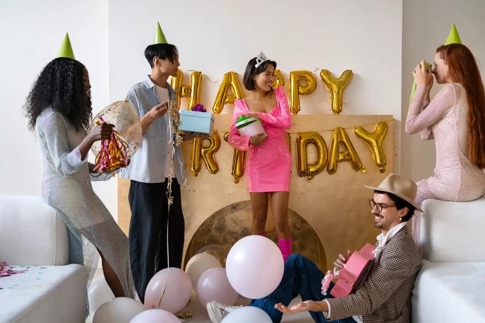 Friends at a surprise birthday party
